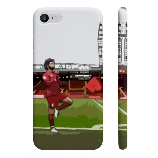 Main view of Liverpool Salah football themed phone case for iPhone