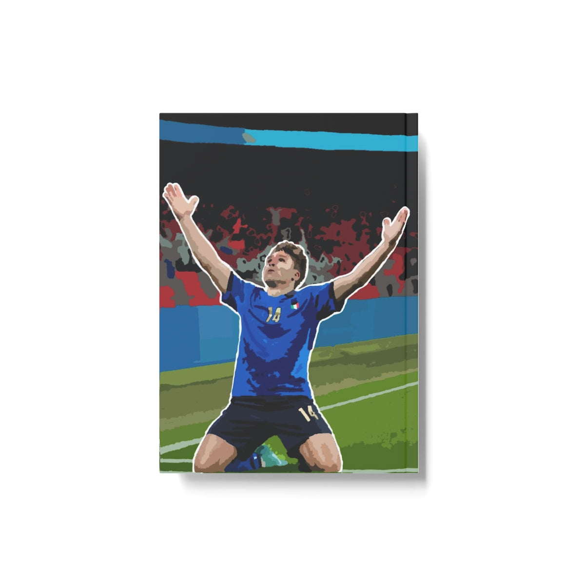 Back view of Federico Chiesa Italy celebrating Wembley stadium background hardback notepad.