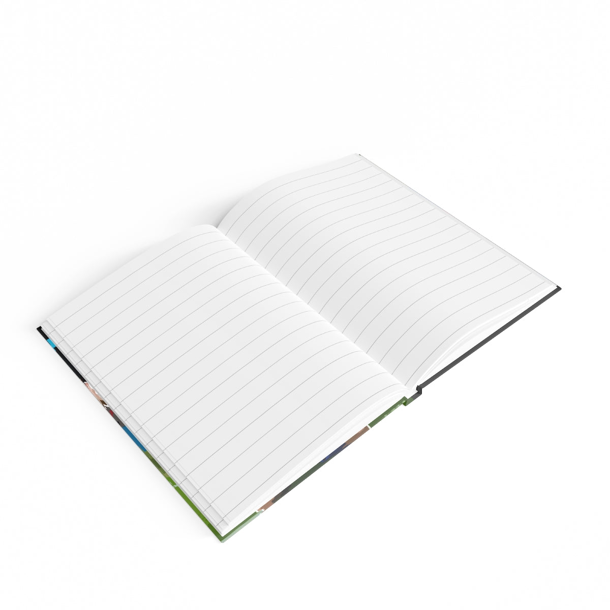 Opened hard back notepad ruled line paper